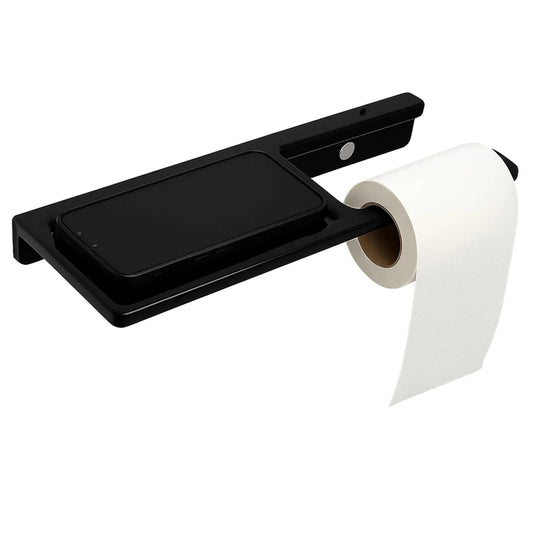 Black Toilet Paper Holder with Mobile Stand Quartz Ceramic (RB-125)